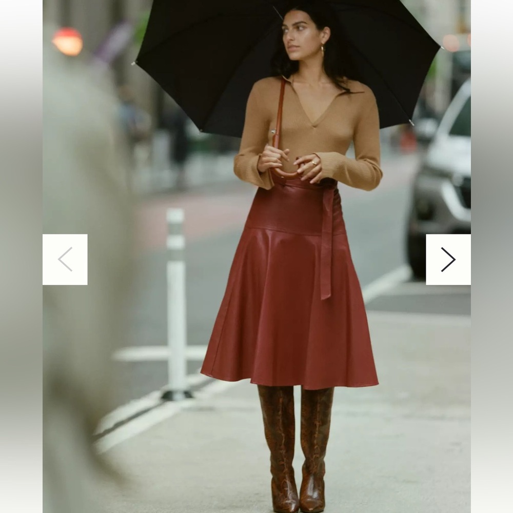 Eva Franco Faux Leather‎ Belted Midi Skirt
NWT MP